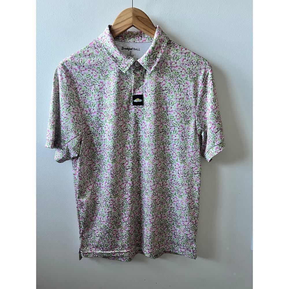 Breakfast Balls floral golf polo men's size small